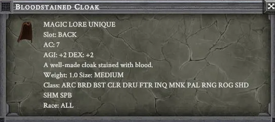 BLOODSTAINED CLOAK item card